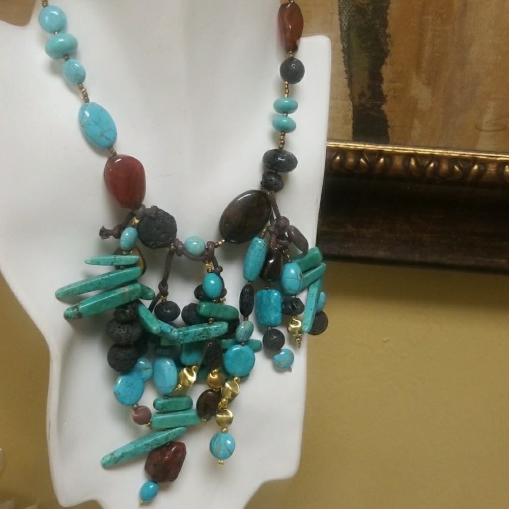 Handmade Turquoise Jasper Natural Stone Necklace - Picture 2 of 12